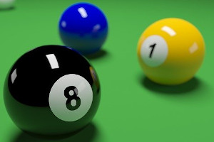 Billiard balls with numbers 1 and 8