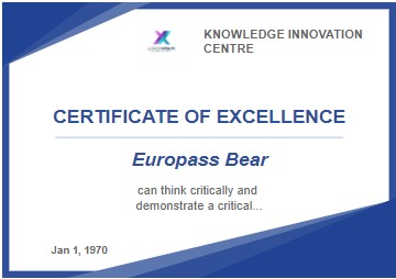  Alternative text Sample of the Europass digital credentials with details of the holder such as name, achievement, education and training institute and skills learned