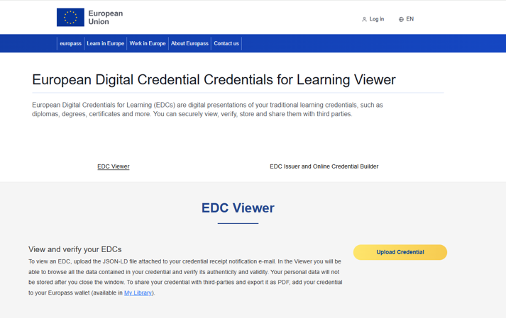 EDC viewer landing page 