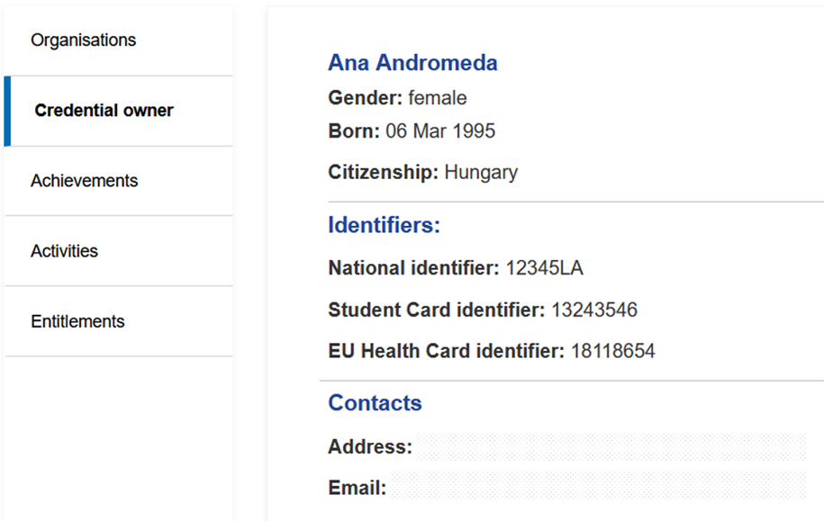 Figure 3 Credential owner data displayed in the EDC Viewer