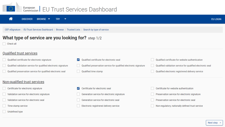 How to select a Trust Service Provider to acquire an advanced or qualified electronic seal