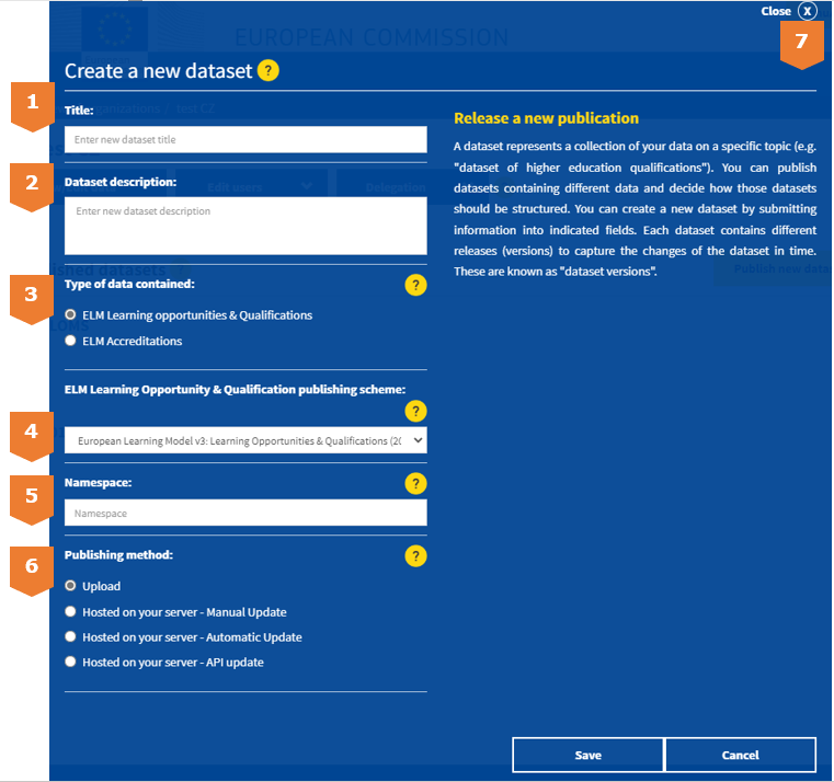 Figure 5 – creating a new dataset