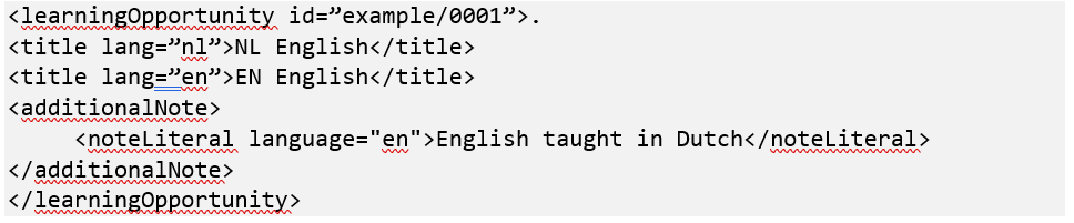 Example of language XML for qualifications