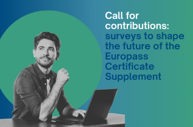 Person thinking while filling in the survey on his computer. 